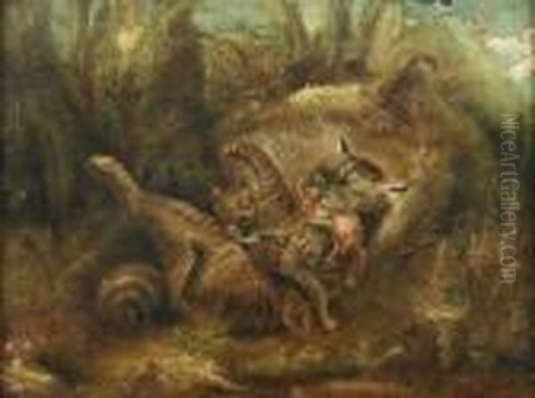 Wildkatzen Mit Erlegtem Eichhornchen - view 1