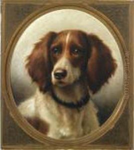 Two Portraits Of Spaniels; A Pair by Carl Friedrich Deiker