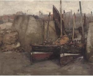 Fishing Trawlers In Dry Dock by Eugene Dekkert