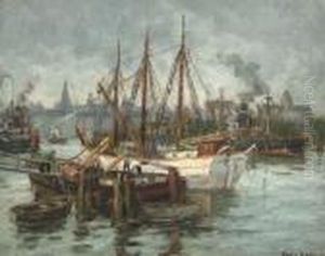 Unloading In Stettin Harbour by Eugene Dekkert