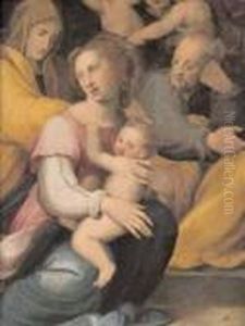 Sacra Famiglia Con Sant'anna E Putti by Francesco Brini Active Florence