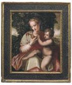 Madonna Col Bambino In Un Paesaggio by Francesco Brini Active Florence
