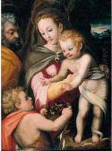 The Holy Family With Saint John The Baptist by Francesco Brini Active Florence