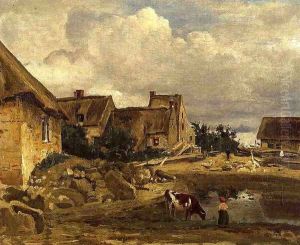 A Farmyard near Fontainebleau by Jean-Baptiste-Camille Corot