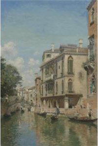 A Busy Day On A Venetian Canal by Federico del Campo