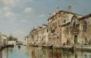 Venetian Canal Scene by Federico del Campo