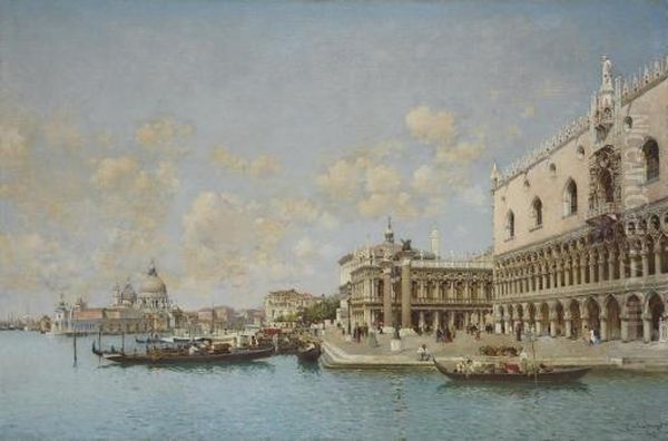 The Doge's Palace And Santa Maria Della Salute, Venice by Federico del Campo