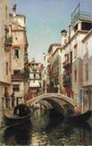 A Busy Venetian Bridge by Federico del Campo