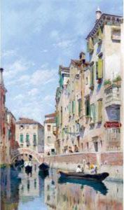 Gondolas On A Venetian Canal by Federico del Campo
