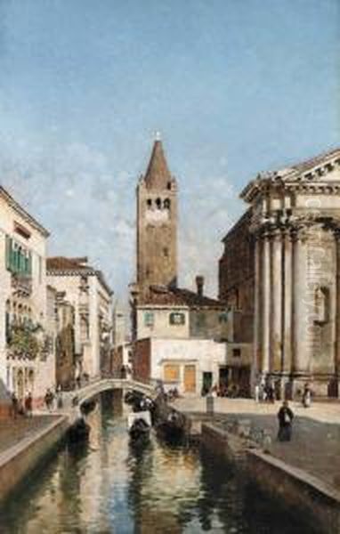 A Venetian Canal With The Church Of San Barnaba And Campo San Barnaba, Dorsoduro, Venice - view 1