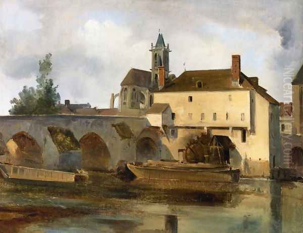 Moret sur Loing, the Bridge and the Church - view 1