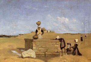 Breton Women at the Well near Batz, c.1842 by Jean-Baptiste-Camille Corot