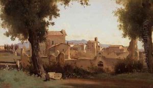 Rome - View from the Farnese Gardens, Morning by Jean-Baptiste-Camille Corot