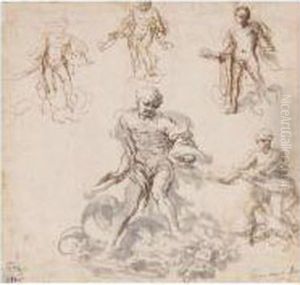 Five Studies For Hercules And The Hydra by Giacomo del Po