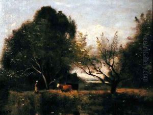 Landscape with Cattle by Jean-Baptiste-Camille Corot