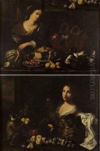 Jeunes Femmes Devant Un Etal De Fruits Et Legumes by Simone Del Tintore