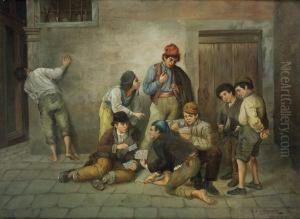 Ragazzi Al Gioco Delle Carte by Giulio Del Torre