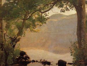 Lake Nemi, 1843 by Jean-Baptiste-Camille Corot