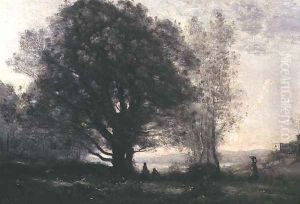 The Green-oaks in the Valley (Les Chenes-verts Dans La Vallee) by Jean-Baptiste-Camille Corot