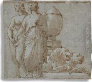 Classical Figures With Stone Lions