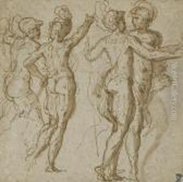 Quatre Hommes Armes Et Casques - view 1
