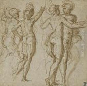 Quatre Hommes Armes Et Casques