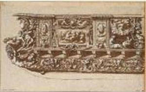 A Decorative Design, Possibly For A Cassone by Perino Del Vaga (Pietro Bonaccors