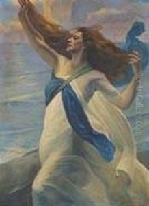 Donna In Riva Al Mare by Leon Delachaux