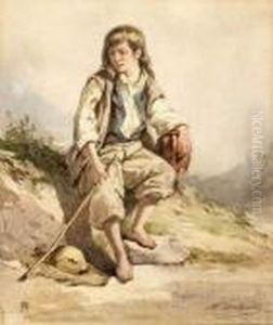 Jeune Berger. by Auguste Delacroix