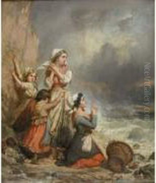 Ramasseuses De Coquillages Surprises Par La Maree, 1852 Boulogne - view 1
