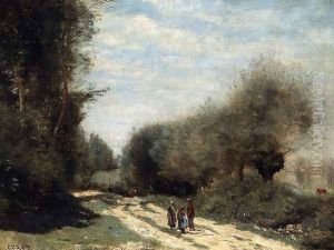 Crecy-en-Brie - Road in the Country by Jean-Baptiste-Camille Corot
