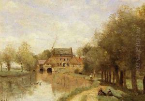 Arleux-du-Nord, the Drocourt Mill, on the Sensee by Jean-Baptiste-Camille Corot