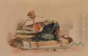 A Berber Seated On A Low Couch