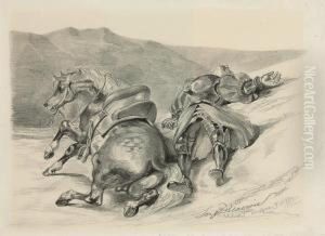 Study For The Death Of Bois-guilbert From Ivanhoe by Eugene Delacroix