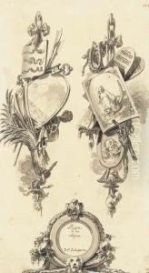 Deux Trophees Et Un Cartouche Deux Trophees Et Un Cartouche