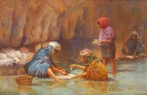 Lavage Minutieux Dans L'oued. by Alexis-Auguste Delahogue
