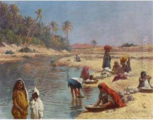 Washerwomen by Alexis-Auguste Delahogue