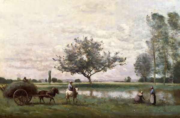 Haycart beside a River - view 1