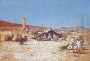 Campement Devant Les Remparts De Figuig