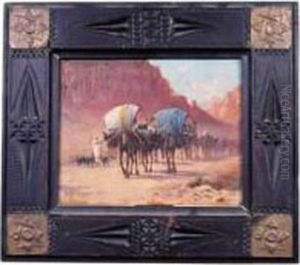 La Caravane Dans Le Desert by Alexis-Auguste Delahogue