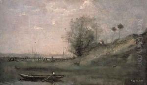Breakwater, Normandy by Jean-Baptiste-Camille Corot