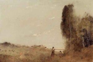 Morning by the Water by Jean-Baptiste-Camille Corot