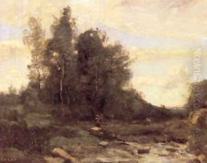 Le Torrent Pierreaux (Crépuscule) (The Pierreaux Torrent (Twilight)) by Jean-Baptiste-Camille Corot