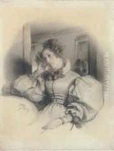 Portrait Of A Lady, Seated In An Elegant Dress by Hippolyte (Paul) Delaroche