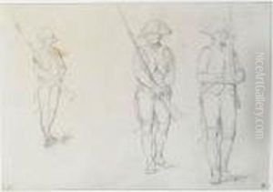 Nine Drawings Of Various Subjects Including Soldiers, Revolutionaries And Figure Studies