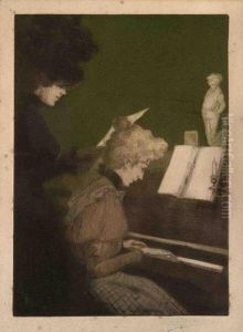 La Lecon De Piano by Eugene Delatre