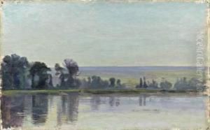 Allee D'arbres Au Bord De La Seine by Joseph Delattre