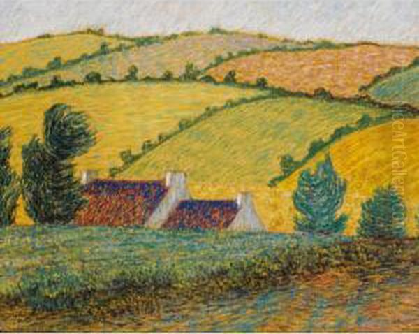 Deux Chaumieres Dans Un Paysage - view 1