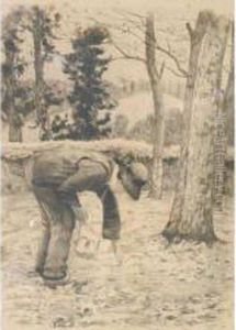 Ramasseur De Chataignes A 1893 by Henri Delavallee