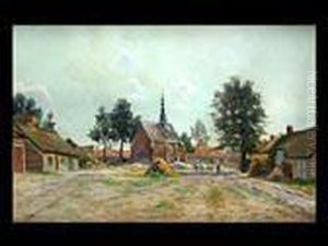 Dorfplatz Mit Kirche by Leon Delderenne